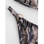  Snake Print O-ring String Bikini Swimsuit - Multi-a S