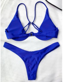 Push Up Plunge Bathing Suit - Blue S