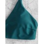  Leaf Print Bikini Set - Peacock Blue M
