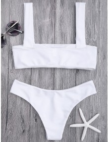 Bandeau Padded Bikini Top And Bottoms - White M