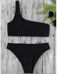 One Shoulder Bikini Set - Black S