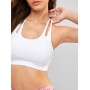 Perforated Dual Strap Padded Yoga Gym Bra - White S
