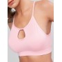 Cut Out Solid Sports Cami Top - Pink L