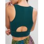 Cut Out Solid Crop Tank Top - Dark Forest Green M