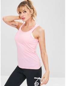 Sport Cut Out Gym Tank Top - Pink M