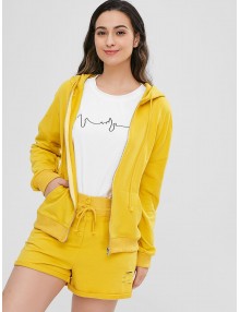 Distressed Pocket Hooded Jacket - Yellow L