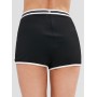  Striped Contrast Piping Sports Shorts - Black S