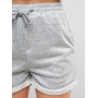 Drawstring Cuffed Sweat Shorts - Light Gray Xl
