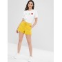 Distressed Pocket Rolled Shorts - Yellow M