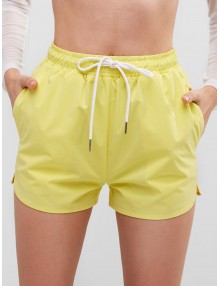  Drawstring Pocket Shorts - Yellow S