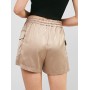 High Waist Pockets Solid Wide Leg Shorts - Camel Brown M