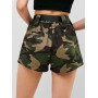 Buckled Belted Camouflage Shorts - Multi-b L