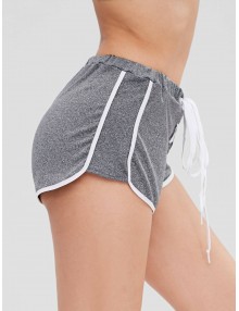 Contrast Trim Drawstring Sports Shorts - Gray S