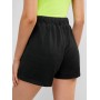 High Waisted Drawstring Pockets Sports Shorts - Black M