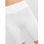 Textured Scrunch Butt Solid Biker Shorts - Milk White L