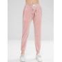 Velvet Contrast Side Sweat Jogger Pants - Light Pink S