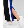 High Waisted Colorblock Slit Wide Leg Pants - Black S