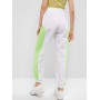 Embroidered Patched Neon Mesh Panel Jogger Pants - White S