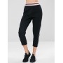 Zip Striped Waistband Gym Sweatpants - Black L