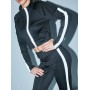 Reflective Crop Jacket With Leggings Sports Suit - Black S