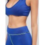 Contrast Piping Cropped Gym Two Piece Set - Ocean Blue L