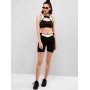 Cut Out Buckle Gym Top And Shorts Set - Black M