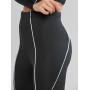 Contrast Trim High Rise Long Sleeve Gym Suit - Black M