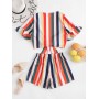 Rainbow Striped Tie Front Two Pieces Suit - Multi S