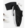Bandeau Top And Contrast Jogger Pants Set - Multi-a M