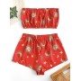  Star Sun And Moon Bandeau Top And Shorts Set - Lava Red L