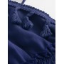  Tassels Smocked Solid Two Pieces Suit - Deep Blue S