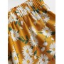  Daisy Floral Tie Shoulder Cami Top And Shorts Set - Orange Gold M