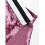 Side Stripe Velvet Top Shorts Matching Set - Tulip Pink S