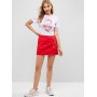 Short Sleeve Dragon Graphic Cropped Tee - White M