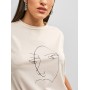 Short Sleeves Face Graphic Tee - Apricot