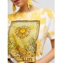 Sun Floral Graphic Tie Dye Tee - White S