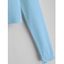 Ribbed Tie Front Cropped Tee - Light Sky Blue S