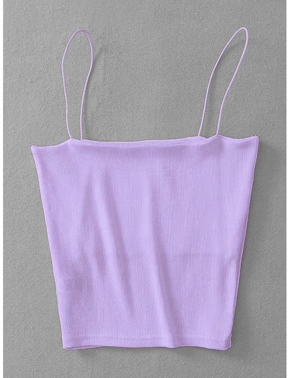 Ribbed Cropped Cami Top - Mauve