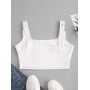 Buckle Square Neck Crop Tank Top - White S