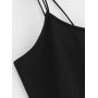  Solid Color Crop Strappy Cami Top - Black S