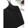  Ribbed Adjustable Strap Crop Camisole - Black S