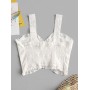 Frilled Ruched Smocked Crop Top - White M