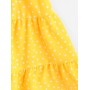 Dotted Lace Up Criss Cross Mini Dress - Yellow S