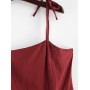 Ruffles Asymmetric Tie Straps Solid Dress - Red Wine M