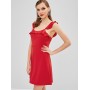  Ruffles Sleeveless A Line Dress - Ruby Red Xl