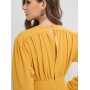 V Neck Back Slit Midi Party Dress - Orange Gold S