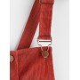  Corduroy Pocket Button Front Overall Dress - Chestnut Red S