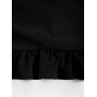  Ruffle Hem Solid Sheath Cami Dress - Black S