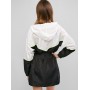 Two Tone Zip Hooded Neon Trim Belted Dress - Black S
