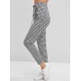 Houndstooth High Waisted Belted Pencil Pants - Multi Xs